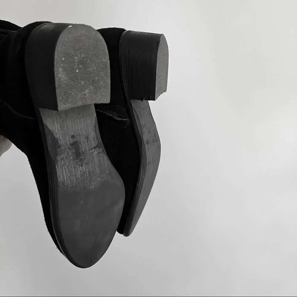 Steve Madden Tyga Suede Leather Black Over the Knee Boots 1.75” Block Heel Sz. 8